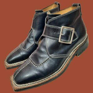 Stefano Branchini Calzoleria Black Ankle Boots With Buckle US Size 7 UK 6 Italy
